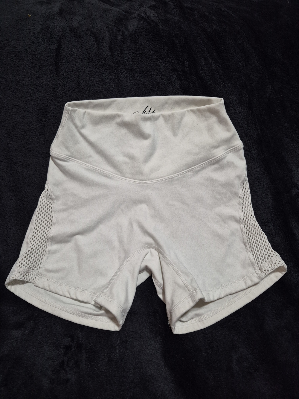 Violate The Dress Code High-Waist White Mesh-Side Workout Shorts